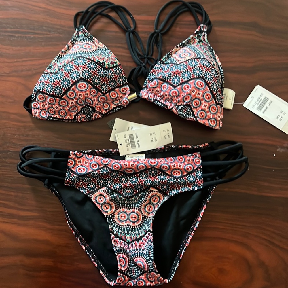 Women’s abercrombie & fitch bikini, boho, strappy small bottoms, large top